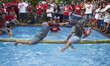 the flying hit during the pillow battle. In order celebrate Indonesia Independence day, pe...