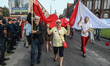 Committee of Defence of Democracy (KOD) members with giant Polish flag are seen in Gdansk,...