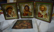 Christian icons are pictured at an Orthodox family's house in Ankara, Turkey on September...