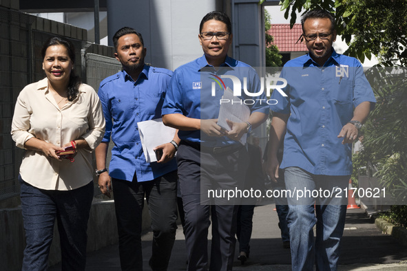Khairul Azwan Harun(Center, 41, politician) come out from UN HQ in Kuala Lumpur, Malaysia on September 09, 2017. He urges UN to act immediat...