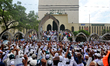 Bangladeshi Muslims protests at Baitul Makaram National Mosque in Dhaka on 8 September 201...