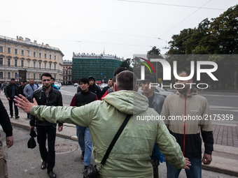 Rally in support of musulman Myanmar in Saint Petersburg, Russia, on 10 September 2017 on Dvortsovaya Place ended with mass detentions of Mu...