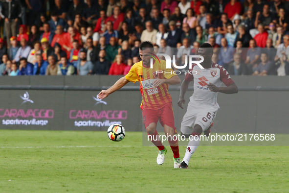 Acquah Kevin (R) of Turin FC in action during the Serie A match between Benevento Calcio and Torino FC at Stadio Ciro Vigorito on September...
