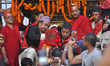 Devotees carrying Goddess 'Kumari' for the chariot pulling festival on the last day of Ind...