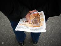 A false banknote of €60 billions to symbolize the cost of Macron's politics. More than 10000 protesters took to the streets of Toulouse agai...