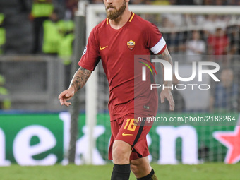 Daniele De Rossi during the UEFA Champions League group C football match AS Roma vs Atletico Madrid FC at the Olympic Stadium in Rome, on se...