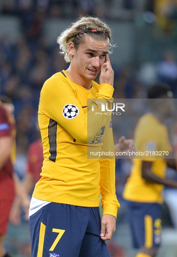 Antoine Griezmann during the UEFA Champions League group C football match AS Roma vs Atletico Madrid FC at the Olympic Stadium in Rome, on s...