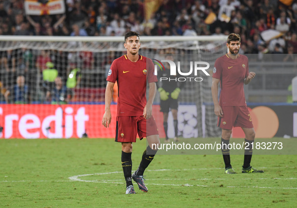 Lorenzo Pellegrini during the UEFA Champions League group C football match AS Roma vs Atletico Madrid FC at the Olympic Stadium in Rome, on...