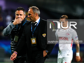 Head Coach of NK Maribor Darko Milanic challenges during the UEFA Champions League Group E match between NK Maribor and Spartak Moskva at St...