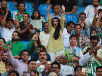 Pakistani spectators cheering the players as they watching the final match of independence cup 2017, Twenty20 international match played bet...