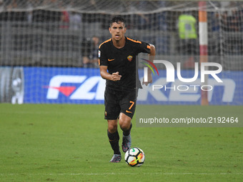 Lorenzo Pellegrini during the Italian Serie A football match between A.S. Roma and F.C. Hellas Verona at the Olympic Stadium in Rome, on sep...