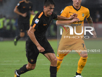 Cengiz Under during the Italian Serie A football match between A.S. Roma and F.C. Hellas Verona at the Olympic Stadium in Rome, on september...