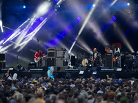 French band Trust performs at the Festival of Humanity (Fete de l'Humanite), a political event and music festival organised by the French Co...