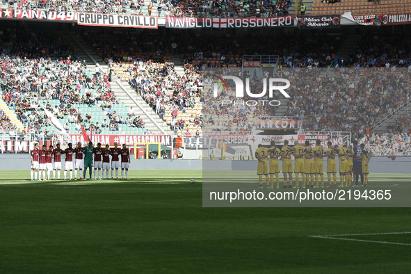 \Milan team and Udinese team during Serie A match between Milan v Udinese, in Milan, on September 17, 2017 