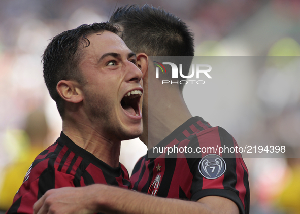 Davide Calabria (A.C. Milan) during Serie A match between Milan v Udinese, in Milan, on September 17, 2017 
