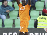 Porto's Portuguese midfielder Danilo Pereira celebrates after scoring goal during the Premier League 2017/18 match between Rio Ave FC and FC...