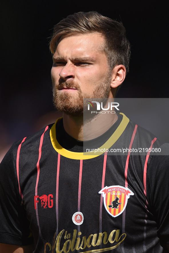 Vid Belec of Benevento Calcio during the Serie A TIM match between SSC Napoli and Benevento Calcio at Stadio San Paolo Naples Italy on 17 Se...