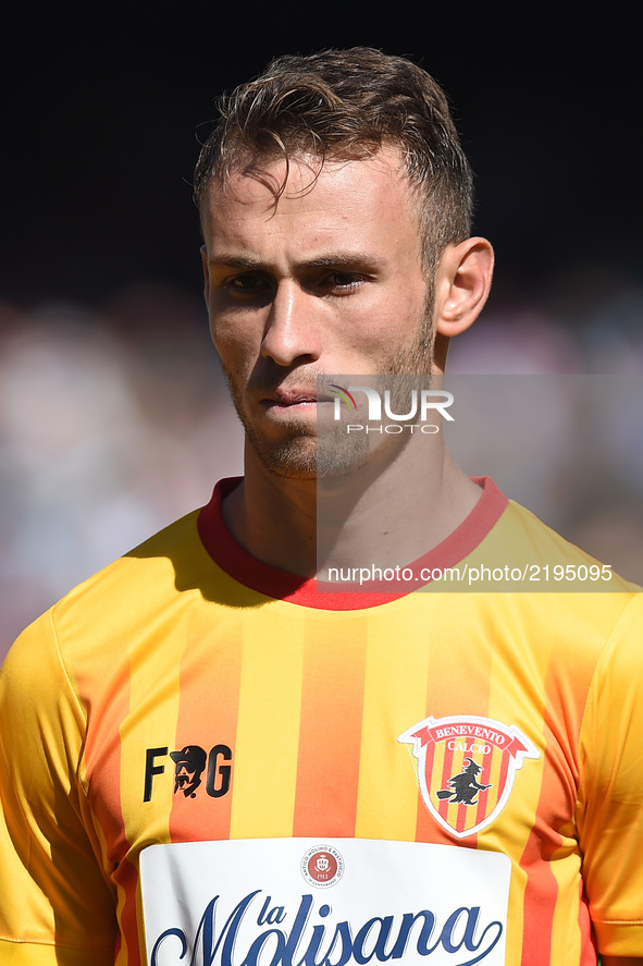 Cristiano Lombardi of Benevento Calcio during the Serie A TIM match between SSC Napoli and Benevento Calcio at Stadio San Paolo Naples Italy...