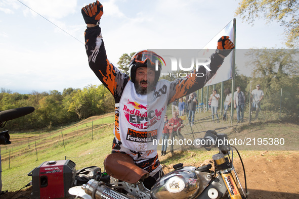 The winner Makeup scooters perform on the impossible climb during RED BULL EPIC RISE on 17 September 2017 in Ciglione della Malpensa, Milan,...