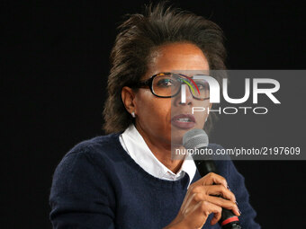 French journalist Audrey Pulvar takes part in a debate during the Festival of Humanity (Fete de l'Humanite), a political event and music fes...