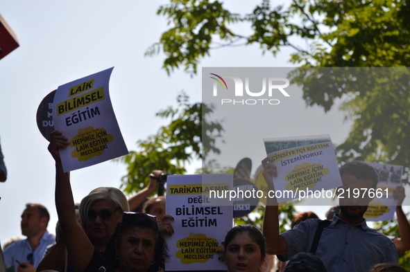 Police disperses activists as they were going to march to the Ministry of National Education to protest against the Turkish government's new...