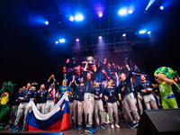 Goran Dragic and the team attend celebrations in Ljubljana after Slovenian basketball team historical win in European Championship in Istanb...