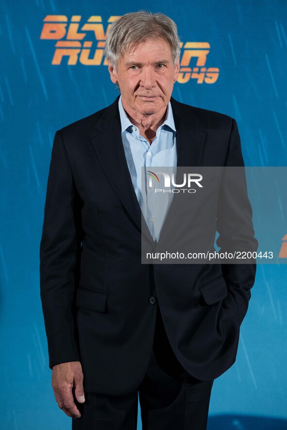 Harrison Ford atends the 'Blade Runner 2049' movie photocall at 'Villamagna Hotel' in Madrid on September 19, 2017 