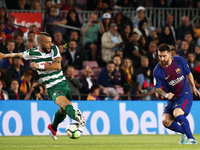 Leo Messi and Junca during La Liga match between FC Barcelona v SC Eibar , in Barcelona, on September 19, 2017.  (