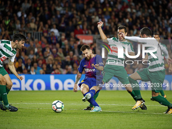 Leo Messi goal during La Liga match between FC Barcelona v SC Eibar , in Barcelona, on September 19, 2017.  (