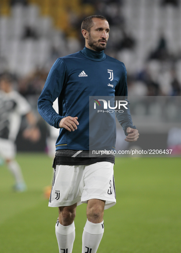 Giorgio Chiellini during Serie A match between Juventus v Fiorentina, in Turin, on September 20, 2017 