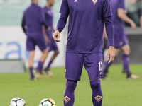 Davide Astori during Serie A match between Juventus v Fiorentina, in Turin, on September 20, 2017 (