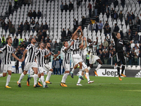 Juventus team celebrates victory after the Serie A football match n.5 JUVENTUS - FIORENTINA on 20/09/2017 at the Allianz Stadium in Turin, I...