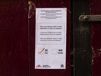 Catalan independence banners and adverts fixeds in Catalan cities by catalan people about the different catalan organizations like Omnium Cu...