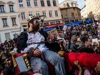  Participants dressed and made up as zombies take part in the 11th edition of the Zombie Walk in the streets of Lyon, France, September 23,...