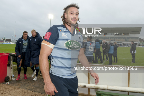 Josh Navidi of Cardiff celebrates after the Guinness PRO14 Conference A match between Connacht Rugby and Cardiff Blues at the Sportsground i...