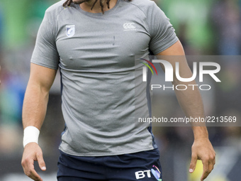 Josh Navidi of Cardiff during the warm-up before the Guinness PRO14 Conference A match between Connacht Rugby and Cardiff Blues at the Sport...