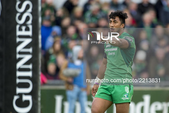 Bundee Aki of Connacht during the Guinness PRO14 Conference A match between Connacht Rugby and Cardiff Blues at the Sportsground in Galway,...