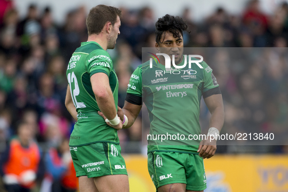 Graig Ronaldson and Bundee Aki of Connacht during the Guinness PRO14 Conference A match between Connacht Rugby and Cardiff Blues at the Spor...
