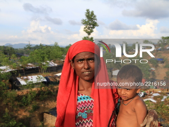 Myanmar’s Rohingya people take sheltered at a refugee camp in Ukhia, Bangladesh on September 24, 2017. About 430,000 Rohingya people have fl...