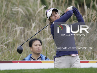 Marina Alex of USA action on the 9th tee during an KEB HANA BANK LPGA Championship day 1 at Sky72 Ocean Golf range in Incheon, South Korea....