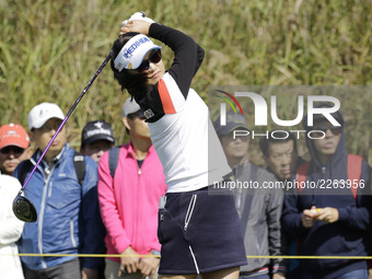 So yeon Ryu of South Korea action on the 7th tee during an KEB HANA BANK LPGA Championship Final at Sky72 Ocean Golf range in Incheon, South...