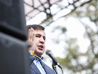 Mikheil Saakashvili has a speech as he gathers few thousands to rally around Ukrainian Parliament for immediate political reform, Kyiv, Ukr...