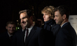 David Goffin of Belgium (L), Roger Federer of Switzerland (2-L), Alexander Zverev of Germa...