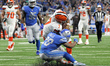 Cleveland Browns quarterback DeShone Kizer (7) is tackled by Detroit Lions cornerback Quan...