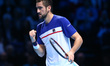 Marin Cilic of Croatia against Roger Federer of Switzerlandduring Day five of the Nitto...
