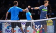 Henri Kontinen of Finland and John Peers of Australia celebrate their win over Jamie Murra...