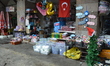 A Turkish flag is posted in front of a souvenir shop in the historic Ulus district of Anka...