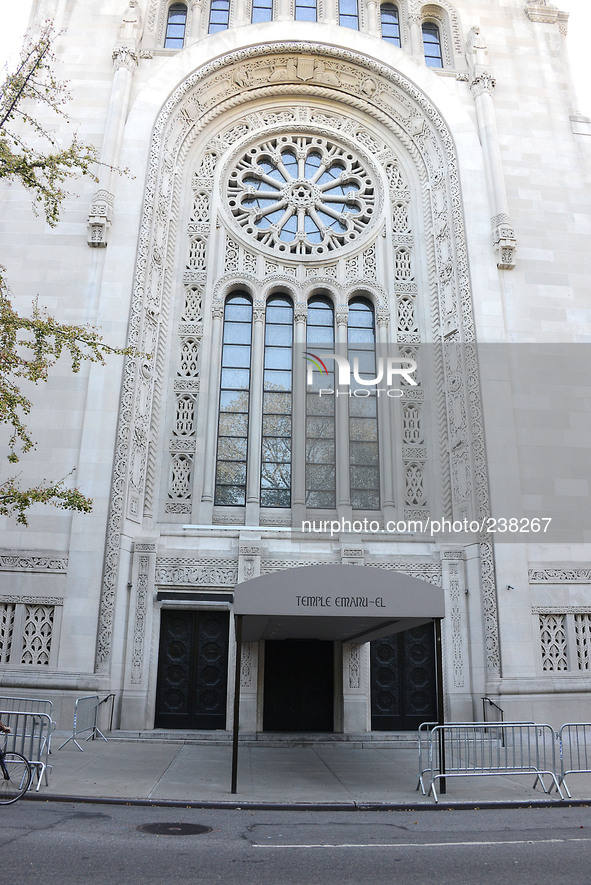 The front of  Temple Emanu-El at Joan Rivers's Funeral on September 7, 2014 at Temple Emanu-El in New York City. 

photo by Robin Platzer/...