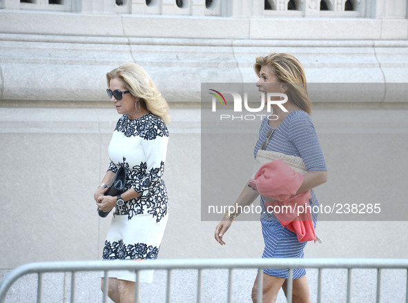 Kathie Lee Gifford and Hoda Kotb attend Joan Rivers's Funeral on September 7, 2014 at Temple Emanu-El in New York City. 

photo by Robin P...