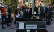 Irish musician David Owens busks on Grafton Street, in Dublin's city center.On Friday, 22...